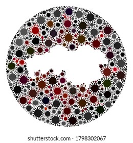 Vector North Brabant Province map collage of flu virus. Infection attacks the quarantine territory from out space. Stencils circle North Brabant Province map collage created with infection icons.