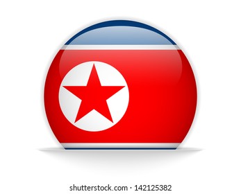 Vector - North Korea Flag Glossy Button