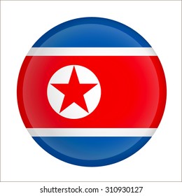 Vector - North Korea Flag Glossy Button