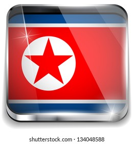 Vector - North Korea Flag Smartphone Application Square Buttons