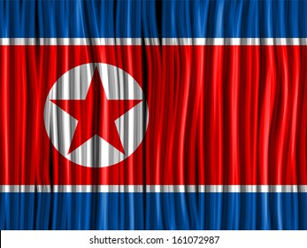 Vector - North Korea Flag Wave Fabric Texture Background