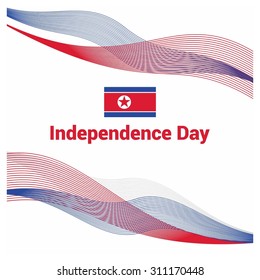 Vector North korea Independence Day 9 September Celebration Card. flag with abstract lines background. Illustration