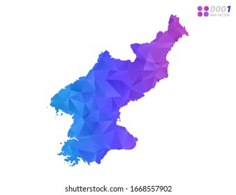 Vector North Korea map colorful polygon triangle mosaic with white background. style gradient.