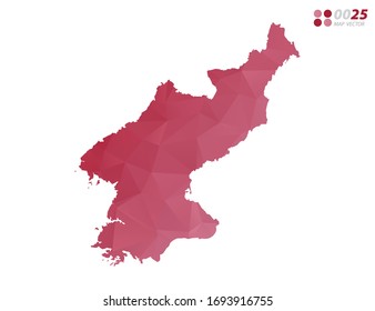 Vector of North Korea map red polygon triangle mosaic with white background. style gradient.