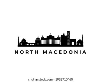 Vector North Macedonia skyline. Travel North Macedonia famous landmarks. Business and tourism concept for presentation, banner, web site.