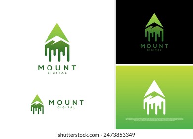 Vector north mount digital logo design, mount tech logo design template