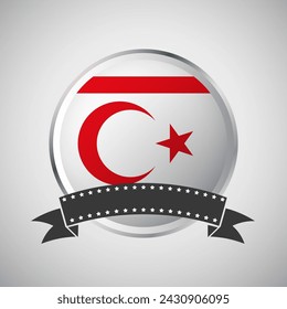 Vector Northern Cyprus Round Flag Banner Vector Illustration