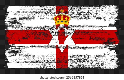 Vector Northern Ireland flag in grunge style on transparent background