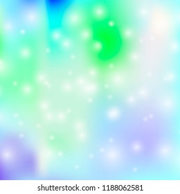 Vector Northern Lights Abstract Background with Snowfall, Blurred Backdrop.