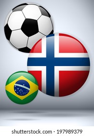 Vector - Norway Flag with Soccer Ball Background