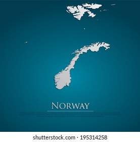 Vektorgrafik-Kartenpapier für Norwegen auf blauem Hintergrund, hochdetailliert