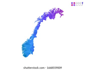 Vector Norway map colorful polygon triangle mosaic with white background. style gradient.
