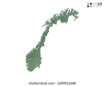Vector of Norway map green polygon triangle mosaic with white background. style gradient.