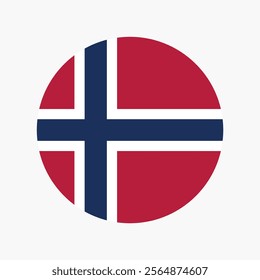 vector Norway National Flag icon. Round flag of Norway on white Background.