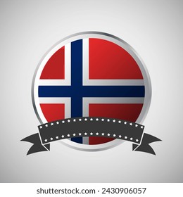 Vector Norway Round Flag Banner Vector Illustration