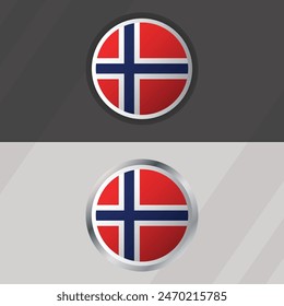 Plantilla de bandera redonda de Vector Noruega