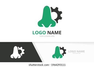 Vector nose and gear logo combination. ENT clinic, otolaryngology logotype design template.