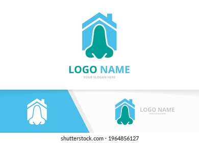 Vector nose and house logo combination. ENT clinic, otolaryngology logotype design template.