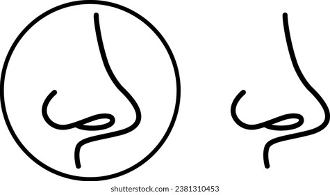 Icono de nariz del vector aislado en un fondo blanco. La ilustración es plana y funcionará bien tanto en línea como en papel.