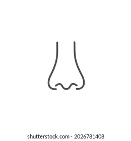 Vector Nose in Linear Style with Editable Stroke isolated on White Background. Smell Sign.