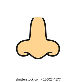 Vector nose, scent, smell, aroma flat color line icon.