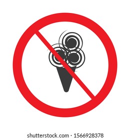 Vector not allowed sign on white background with red circle.  Illustration may use in cafe, restaurant etc