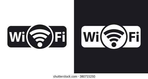 Vector not genuine Wi-Fi icon. Two-tone version on black and white background