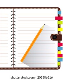 Vector Note Book with Pencil