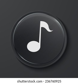 Vector note modern black glass circle icon. Eps10
