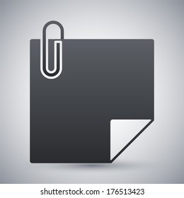 Vector note paper with paper clip icon
