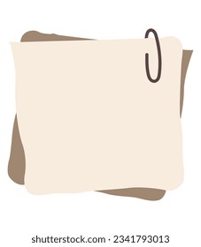 Nota del vector con un clip de papel. Aislado sobre un fondo blanco con.