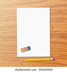 Vector Note Paper on wooden table