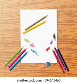 Vector Note Paper on wooden table