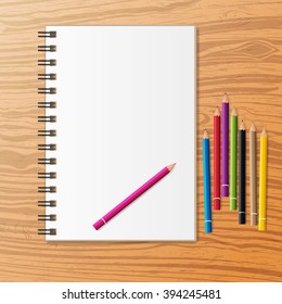 Vector Note Paper on wooden table
