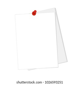 Vector Note Paper with pin on white background