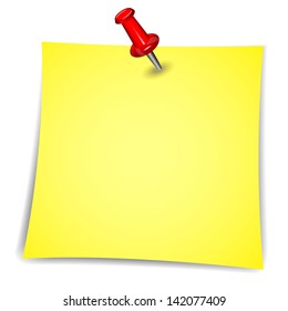 Vector Note Paper with pin on white background