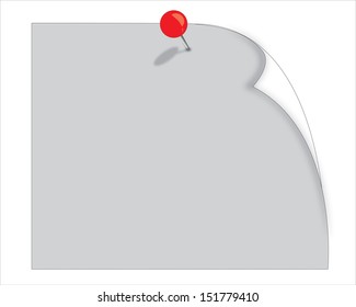 Vector Note Paper with pin on white background