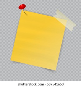 Vector Note Paper with pin on checkered background