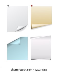 vector note paper with pins