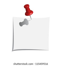 Vector note paper with push pin