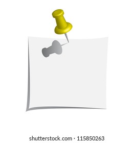 Vector note paper with push pin