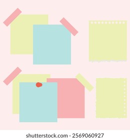 Vector Note Paper Set. Sticky note for Royalty free.