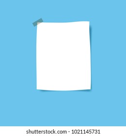 Vector of note paper stuck with sticky tape. Paper, sheets of paper, blank squared notepad pages. 