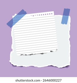 Papel de notas vetoriais. páginas brancas, adesivos com fita adesiva. papel rasgado notas fundos. pedaços de borda rasgada de papel com fita