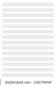 Vector Note Sheet, Musical Staff A4 Format.