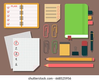 Vector notebook agenda business note plan work reminder planner organizer illustration.