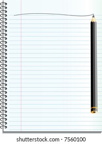 vector notebook with black pencil