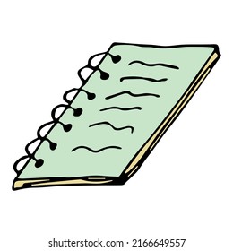 Vector notebook clipart. Hand drawn office supplies illustration. For print, web, design, decor, logo.