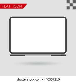 Vector notebook Computer Icon Flat Style with red