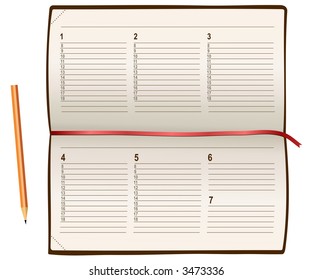 vector notebook end pencil